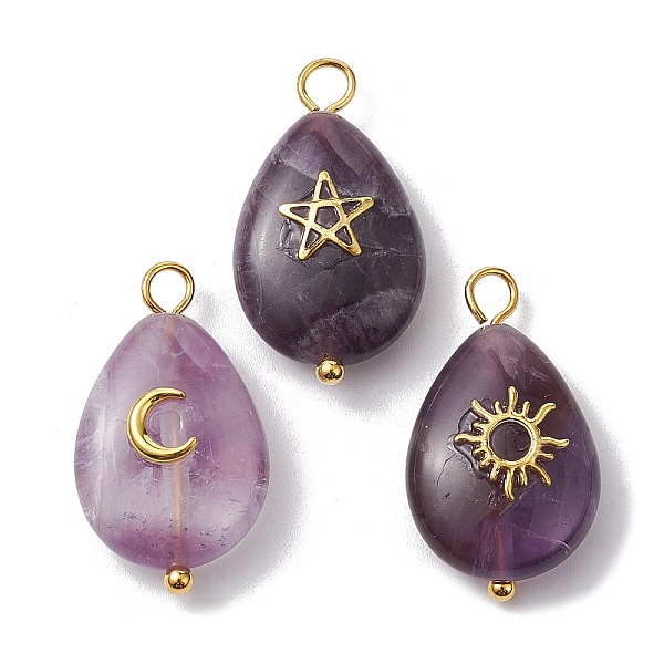 PandaHall 3Pcs 3 Styles Natural Amethyst Pendant, Teardrop Charms with Golden Plated Metal Moon & Sun & Star, 23~23.5x13x6.5~7mm, Hole...
PandaHall 3Pcs 3 Styles Natural Amethyst Pendant, Teardrop Charms with Golden Plated Metal Moon & Sun & Star, 23~23.5x13x6.5~7mm, Hole...