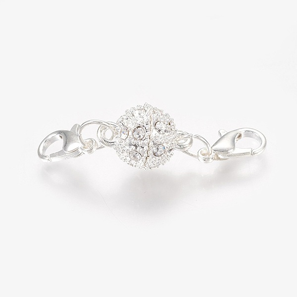 PandaHall Alloy Rhinestone Magnetic Clasps, with Lobster Claw Clasps, Crystal, Silver Color Plated, 40mm, Clasps: 12x7x2.5mm..., Clear
PandaHall Alloy Rhinestone Magnetic Clasps, with Lobster Claw Clasps, Crystal, Silver Color Plated, 40mm, Clasps: 12x7x2.5mm..., Clear