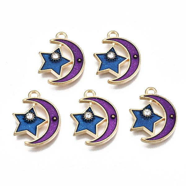PandaHall Alloy Enamel Pendants, with Crystal Rhinestone with Glitter Powder, Cadmium Free & Lead Free, Purple Moon with Blue Star, Light..., Clear
PandaHall Alloy Enamel Pendants, with Crystal Rhinestone with Glitter Powder, Cadmium Free & Lead Free, Purple Moon with Blue Star, Light..., Clear