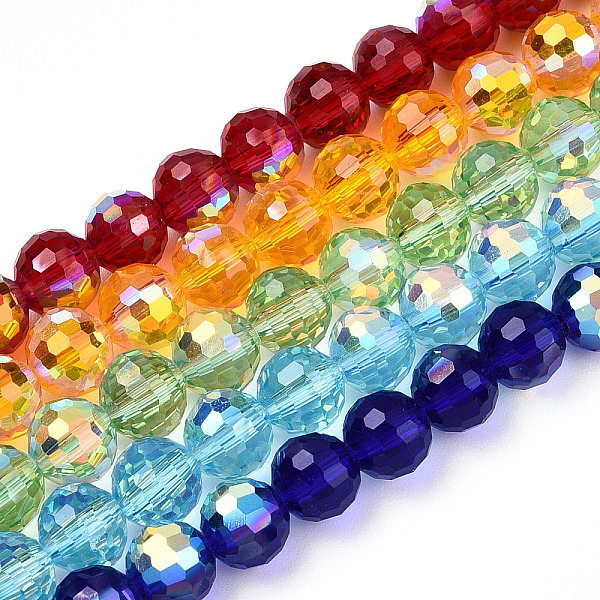 PandaHall Transparent Electroplate Glass Beads Strands, Faceted, Half AB Color Plated, Round, Mixed Color, 8x7~7.5mm, Hole: 1.0mm, about..., Multicolor
PandaHall Transparent Electroplate Glass Beads Strands, Faceted, Half AB Color Plated, Round, Mixed Color, 8x7~7.5mm, Hole: 1.0mm, about..., Multicolor