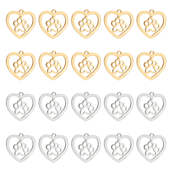 PandaHall Unicraftale 20Pcs 2 Colors 201 Stainless Steel Pendants, Heart with Dog Paw Prints, Golden & Stainless Steel Color, 15x15.5x1mm...
PandaHall Unicraftale 20Pcs 2 Colors 201 Stainless Steel Pendants, Heart with Dog Paw Prints, Golden & Stainless Steel Color, 15x15.5x1mm...