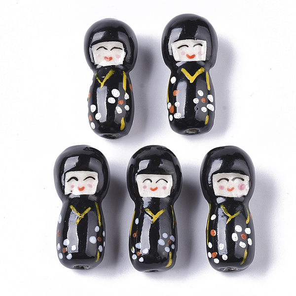 PandaHall Handmade Porcelain Beads, Famille Rose Style, Japanese Kokeshi Doll Shape, Black, 30~31x14x13~14mm, Hole: 2.5mm Porcelain Doll...
PandaHall Handmade Porcelain Beads, Famille Rose Style, Japanese Kokeshi Doll Shape, Black, 30~31x14x13~14mm, Hole: 2.5mm Porcelain Doll...