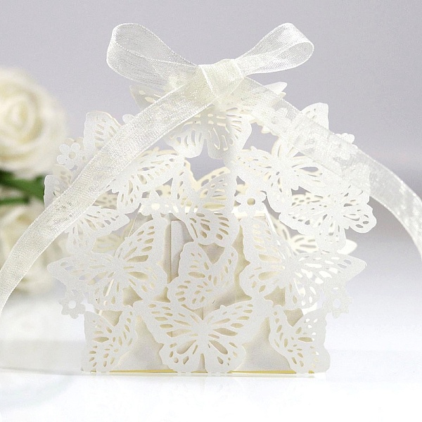 PandaHall Creative Folding Wedding Candy Cardboard Boxes, Small Paper Gift Boxes, Hollow Butterfly with Ribbon, WhiteSmoke, Fold: 6.3x4x4cm..., White
PandaHall Creative Folding Wedding Candy Cardboard Boxes, Small Paper Gift Boxes, Hollow Butterfly with Ribbon, WhiteSmoke, Fold: 6.3x4x4cm..., White