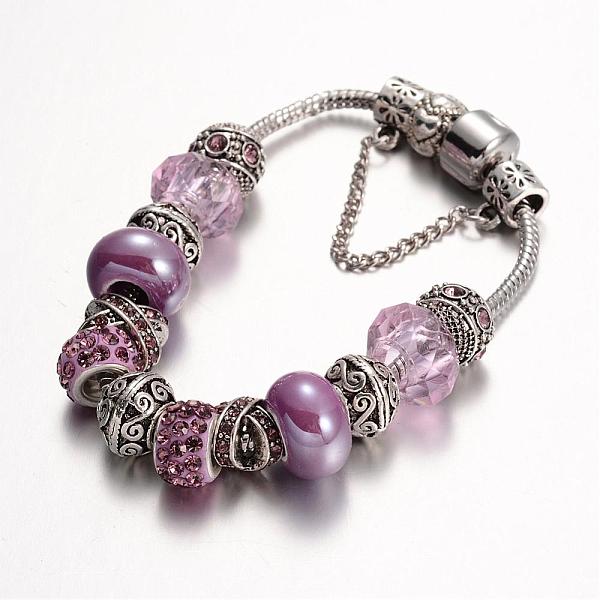 PandaHall Alloy Rhinestone Bead European Bracelets, with Glass Beads and Brass Chain, Lilac, 190mm Rhinestone Purple
PandaHall Alloy Rhinestone Bead European Bracelets, with Glass Beads and Brass Chain, Lilac, 190mm Rhinestone Purple