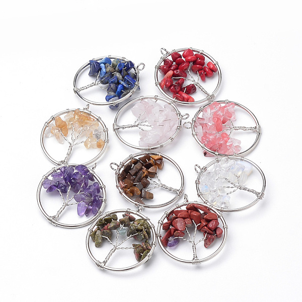 PandaHall Natural & Synthetic Mixed Stone Pendants, with Iron Findings, Tree of Life, Platinum, 34x30x5~8mm, Hole: 2.5mm Mixed Stone Tree
PandaHall Natural & Synthetic Mixed Stone Pendants, with Iron Findings, Tree of Life, Platinum, 34x30x5~8mm, Hole: 2.5mm Mixed Stone Tree