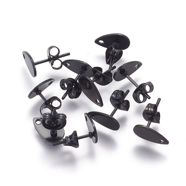 PandaHall 304 Stainless Steel Stud Earring Findings, with Flat Plate, Teardrop, Electrophoresis Black, 10x6x0.9mm, Hole: 1mm, Pin: 0.8mm 304...
PandaHall 304 Stainless Steel Stud Earring Findings, with Flat Plate, Teardrop, Electrophoresis Black, 10x6x0.9mm, Hole: 1mm, Pin: 0.8mm 304...