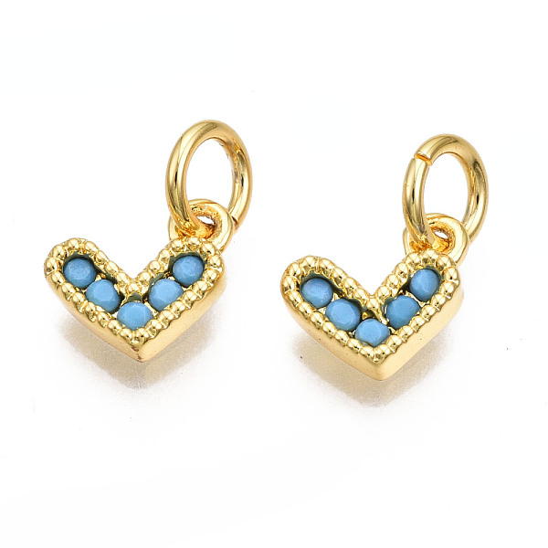 PandaHall Brass Micro Pave Cubic Zirconia Charms, with Jump Ring, Heart, Real 16K Gold Plated, Nickel Free, Turquoise, 8x8x2mm, Jump Ring..., Green
PandaHall Brass Micro Pave Cubic Zirconia Charms, with Jump Ring, Heart, Real 16K Gold Plated, Nickel Free, Turquoise, 8x8x2mm, Jump Ring..., Green