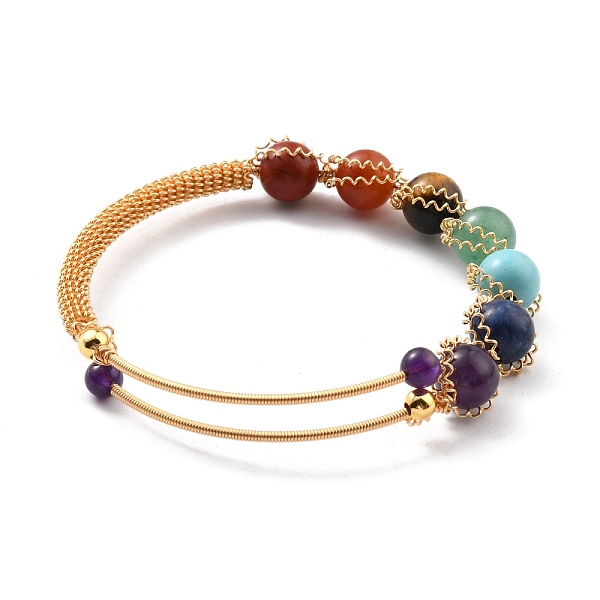 PandaHall Natural Mixed Stone Beaded Cuff Bangle, Golden Brass Wire Wrapped Open Bangle for Women, Lead Free & Cadmium Free, Inner Diameter...
PandaHall Natural Mixed Stone Beaded Cuff Bangle, Golden Brass Wire Wrapped Open Bangle for Women, Lead Free & Cadmium Free, Inner Diameter...