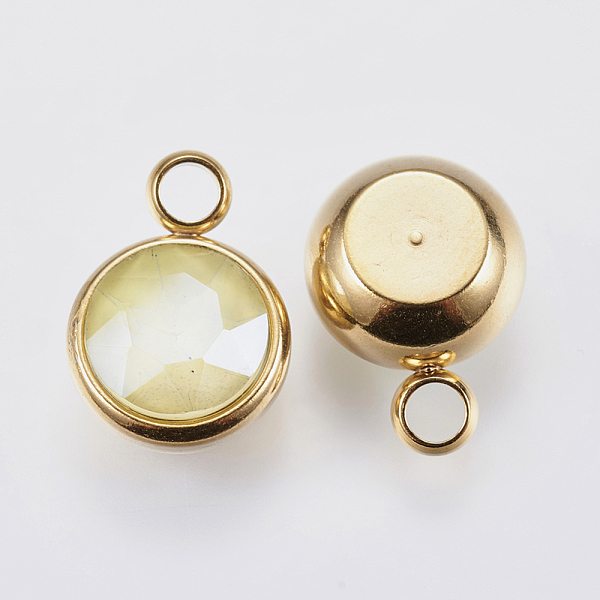 PandaHall K9 Glass Pendants, with 304 Stainless Steel Findings, Ion Plating (IP), Faceted, Flat Round, Golden, Yellow, 13.5x10x6mm, Hole...
PandaHall K9 Glass Pendants, with 304 Stainless Steel Findings, Ion Plating (IP), Faceted, Flat Round, Golden, Yellow, 13.5x10x6mm, Hole...