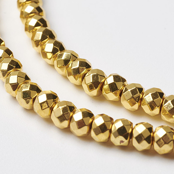 PandaHall Non-magnetic Synthetic Hematite Beads Strands, Faceted, Rondelle, Golden Plated, 4x3mm, Hole: 1mm, about 108pcs/strand, 15.7 inch...
PandaHall Non-magnetic Synthetic Hematite Beads Strands, Faceted, Rondelle, Golden Plated, 4x3mm, Hole: 1mm, about 108pcs/strand, 15.7 inch...