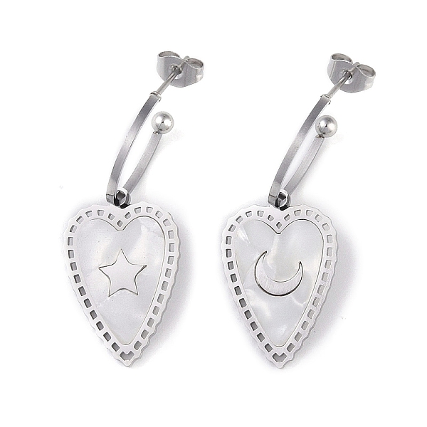 PandaHall Heart 304 Stainless Steel Shell Stud Earrings, Moon & Star Pattern Dangle Earrings for Women, Stainless Steel Color, 38.5x15mm 304...
PandaHall Heart 304 Stainless Steel Shell Stud Earrings, Moon & Star Pattern Dangle Earrings for Women, Stainless Steel Color, 38.5x15mm 304...