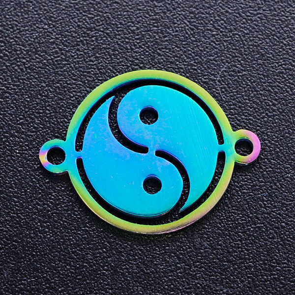 PandaHall Ion Plating(IP) 201 Stainless Steel Links, Ring with Tai Ji, Rainbow Color, 15.5x12x1mm, Hole: 1.2mm 201 Stainless Steel Ring
PandaHall Ion Plating(IP) 201 Stainless Steel Links, Ring with Tai Ji, Rainbow Color, 15.5x12x1mm, Hole: 1.2mm 201 Stainless Steel Ring