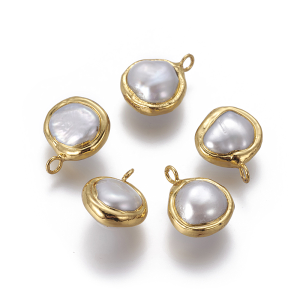PandaHall Natural Cultured Freshwater Pearl Pendants, with Brass Findings, Nuggets, White, Golden, 17~18.5x13~15x8~9.5mm, Hole: 2.5mm Pearl...
PandaHall Natural Cultured Freshwater Pearl Pendants, with Brass Findings, Nuggets, White, Golden, 17~18.5x13~15x8~9.5mm, Hole: 2.5mm Pearl...