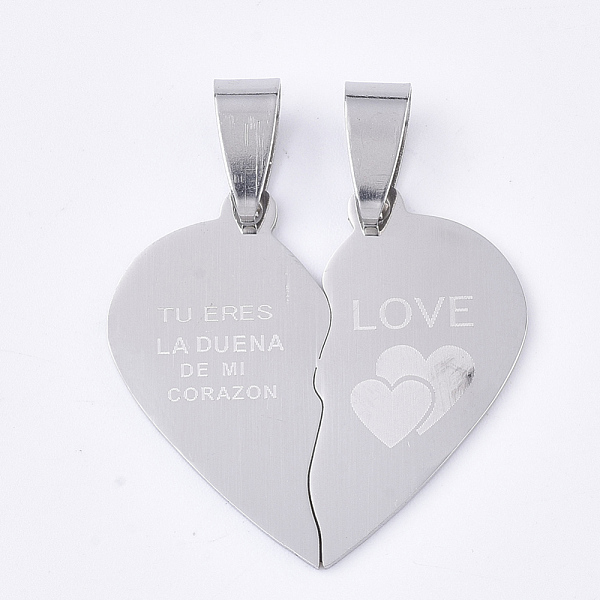 PandaHall 201 Stainless Steel Split Pendants, Quote Pendants, Heart with Heart, with Word, Stainless Steel Color, 27x28.5x1mm, Hole: 8x4mm...
PandaHall 201 Stainless Steel Split Pendants, Quote Pendants, Heart with Heart, with Word, Stainless Steel Color, 27x28.5x1mm, Hole: 8x4mm...