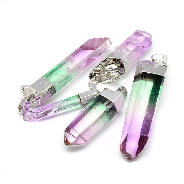 PandaHall Natural Quartz Crystal Pointed Pendants, with Iron Findings, Plated Platinum, Nuggets, Dyed, Hot Pink, 30~45x9~14x6~10mm, Hole..., Purple
PandaHall Natural Quartz Crystal Pointed Pendants, with Iron Findings, Plated Platinum, Nuggets, Dyed, Hot Pink, 30~45x9~14x6~10mm, Hole..., Purple