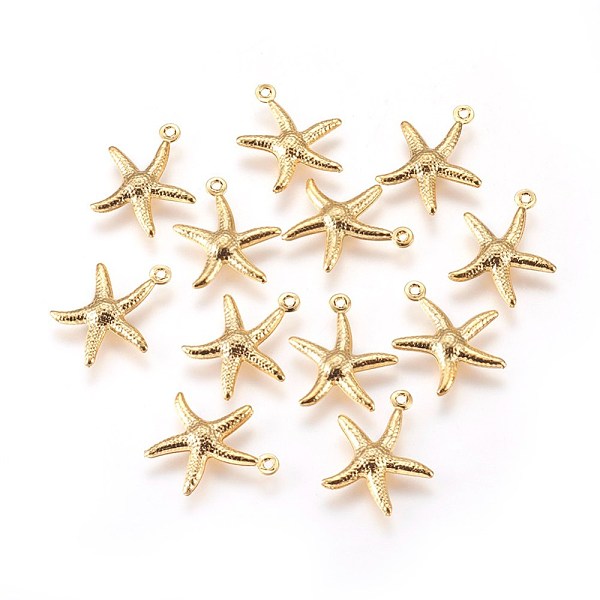 PandaHall 304 Stainless Steel Charms, Starfish/Sea Stars, Golden, 17x15x2mm, Hole: 1mm 304 Stainless Steel Starfish
PandaHall 304 Stainless Steel Charms, Starfish/Sea Stars, Golden, 17x15x2mm, Hole: 1mm 304 Stainless Steel Starfish