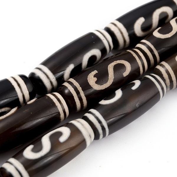 PandaHall Tibetan Style Money Hook dZi Beads Strands, Natural Agate Beads, Dyed & Heated, Column, Money Hook Pattern, 29~32x9~13mm, Hole..., Black
PandaHall Tibetan Style Money Hook dZi Beads Strands, Natural Agate Beads, Dyed & Heated, Column, Money Hook Pattern, 29~32x9~13mm, Hole..., Black