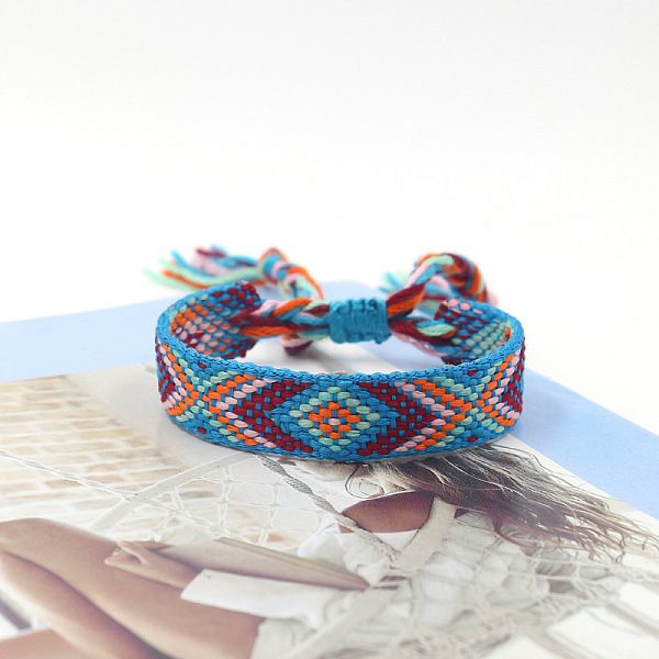 PandaHall Polyester Braided Rhombus Pattern Cord Bracelet, Ethnic Tribal Adjustable Brazilian Bracelet for Women, Light Sky Blue, 5-7/8 inch...
PandaHall Polyester Braided Rhombus Pattern Cord Bracelet, Ethnic Tribal Adjustable Brazilian Bracelet for Women, Light Sky Blue, 5-7/8 inch...