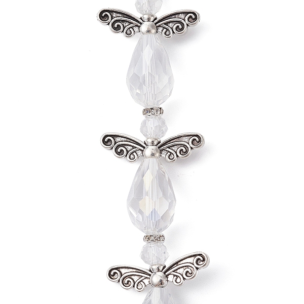 PandaHall Angel Fairy Shape Electroplate Transparent Glass Beads Strands, with Tibetan Style Alloy Wing Beads and Nylon Wire, Clear...
PandaHall Angel Fairy Shape Electroplate Transparent Glass Beads Strands, with Tibetan Style Alloy Wing Beads and Nylon Wire, Clear...