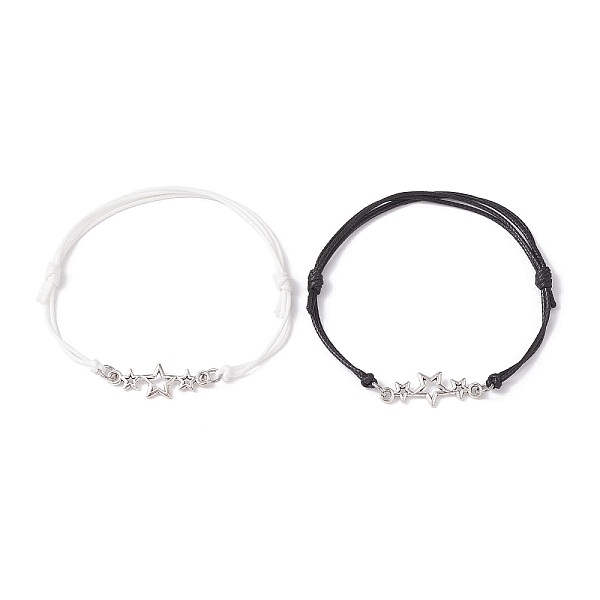 PandaHall 2Pcs 2 Color Triple Star Zinc Alloy Link Bracelets Set, Waxed Polyester Cord Adjustable Bracelets, WhiteSmoke, Inner Diameter..., White
PandaHall 2Pcs 2 Color Triple Star Zinc Alloy Link Bracelets Set, Waxed Polyester Cord Adjustable Bracelets, WhiteSmoke, Inner Diameter..., White