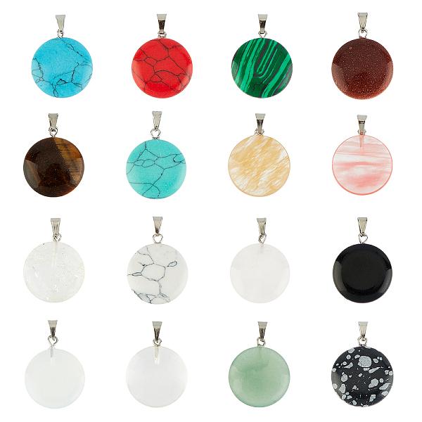 PandaHall Synthetic Gemstone & K9 Glass Pendants, with Platinum Tone Brass Bails, Flat Round, 22~25x19~21x5~7mm, Hole: 3x6mm, 14pcs/box...
PandaHall Synthetic Gemstone & K9 Glass Pendants, with Platinum Tone Brass Bails, Flat Round, 22~25x19~21x5~7mm, Hole: 3x6mm, 14pcs/box...