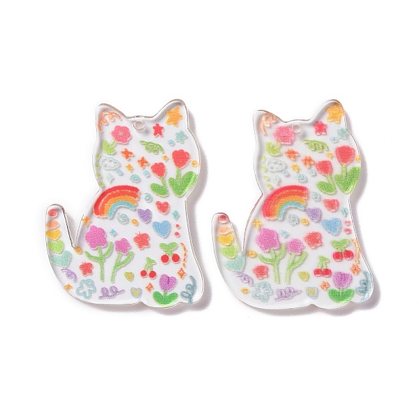 PandaHall Transparent Acrylic Pendant, Cat Shape with Flower, Colorful, 38x28x2.5mm, Hole: 1.5mm Acrylic Cat Shape
PandaHall Transparent Acrylic Pendant, Cat Shape with Flower, Colorful, 38x28x2.5mm, Hole: 1.5mm Acrylic Cat Shape