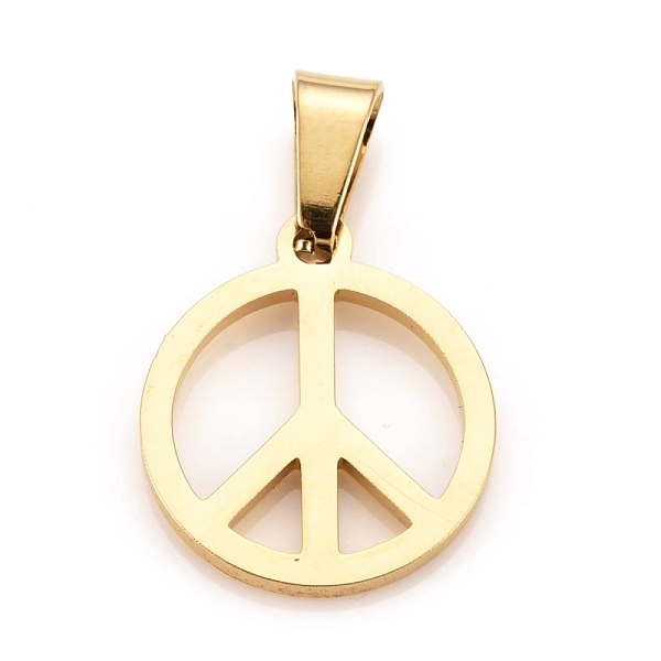 PandaHall 304 Stainless Steel Pendants, Large Hole Pendants, Peace Sign, Golden, 17x15x1.2mm, Hole: 7x3mm 304 Stainless Steel Peace Sign
PandaHall 304 Stainless Steel Pendants, Large Hole Pendants, Peace Sign, Golden, 17x15x1.2mm, Hole: 7x3mm 304 Stainless Steel Peace Sign