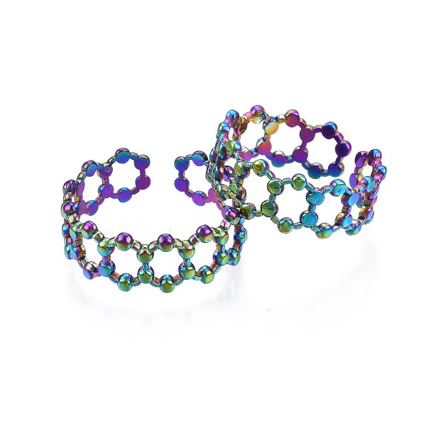 PandaHall 304 Stainless Steel Hexagon Cuff Ring, Rainbow Color Open Ring for Women, US Size 7 3/4(17.9mm) 304 Stainless Steel
PandaHall 304 Stainless Steel Hexagon Cuff Ring, Rainbow Color Open Ring for Women, US Size 7 3/4(17.9mm) 304 Stainless Steel