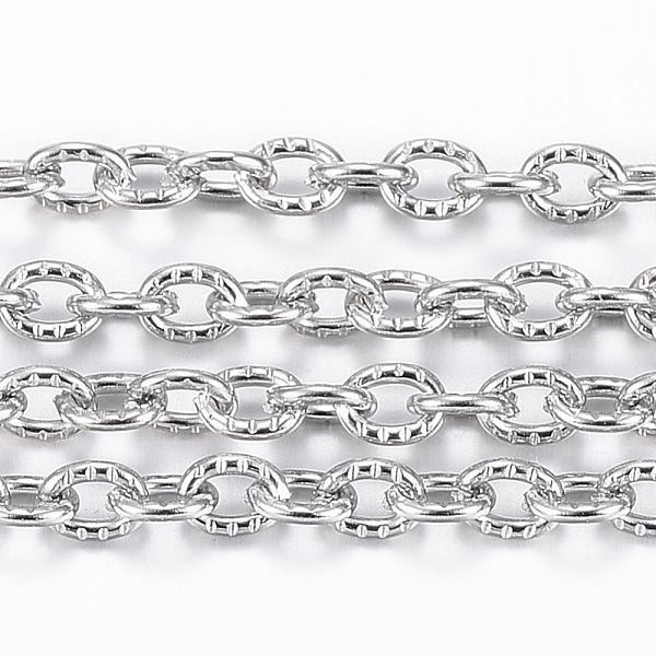 PandaHall 304 Stainless Steel Textured Cable Chains, with Spool, Unwelded, Oval, Stainless Steel Color, 3x2.4x0.6mm, about 65.61 Feet...
PandaHall 304 Stainless Steel Textured Cable Chains, with Spool, Unwelded, Oval, Stainless Steel Color, 3x2.4x0.6mm, about 65.61 Feet...