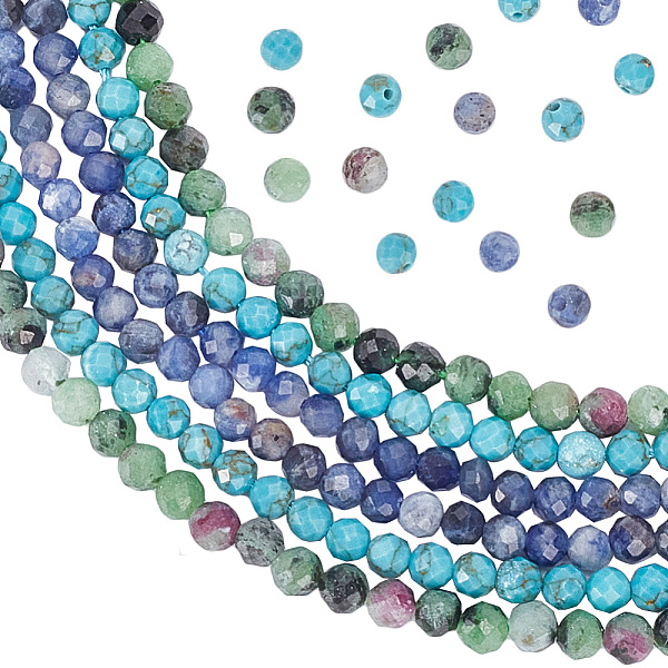PandaHall ARRICRAFT 3 Strands 3 Style Mixed Gemstone Beads Strands, Natural Sodalite & Ruby in Zoisite, Synthetic Turquoise, Faceted Round...
PandaHall ARRICRAFT 3 Strands 3 Style Mixed Gemstone Beads Strands, Natural Sodalite & Ruby in Zoisite, Synthetic Turquoise, Faceted Round...
