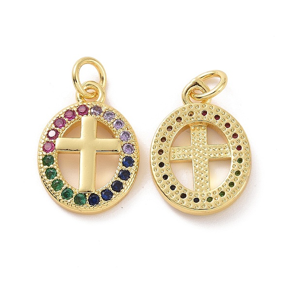 PandaHall Brass Micro Pave Colorful Cubic Zirconia Pendants, with Jump Ring, Oval with Cross Charms, Real 18K Gold Plated, 16.5x12x2.5mm...
PandaHall Brass Micro Pave Colorful Cubic Zirconia Pendants, with Jump Ring, Oval with Cross Charms, Real 18K Gold Plated, 16.5x12x2.5mm...
