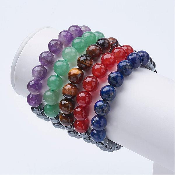 PandaHall Natural Gemstone Stretch Bracelets, with Non-Magnetic Synthetic Hematite Beads, 2-1/8 inch(55mm) Mixed Stone
PandaHall Natural Gemstone Stretch Bracelets, with Non-Magnetic Synthetic Hematite Beads, 2-1/8 inch(55mm) Mixed Stone