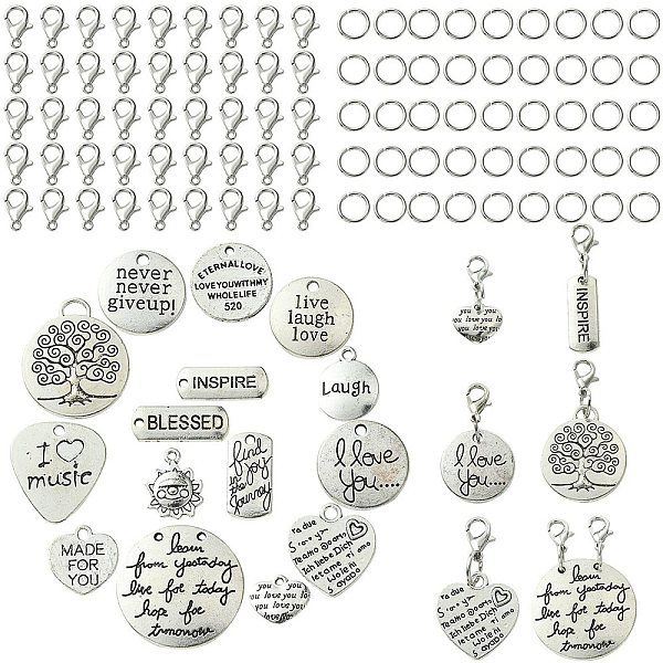 PandaHall DIY Word Alloy Pendant Decoration Making Kit, Antique Silver & Platinum, Pendant: 8~24.5x10.5~30x1~3mm, Hole: 1.2~2.5mm Alloy...
PandaHall DIY Word Alloy Pendant Decoration Making Kit, Antique Silver & Platinum, Pendant: 8~24.5x10.5~30x1~3mm, Hole: 1.2~2.5mm Alloy...