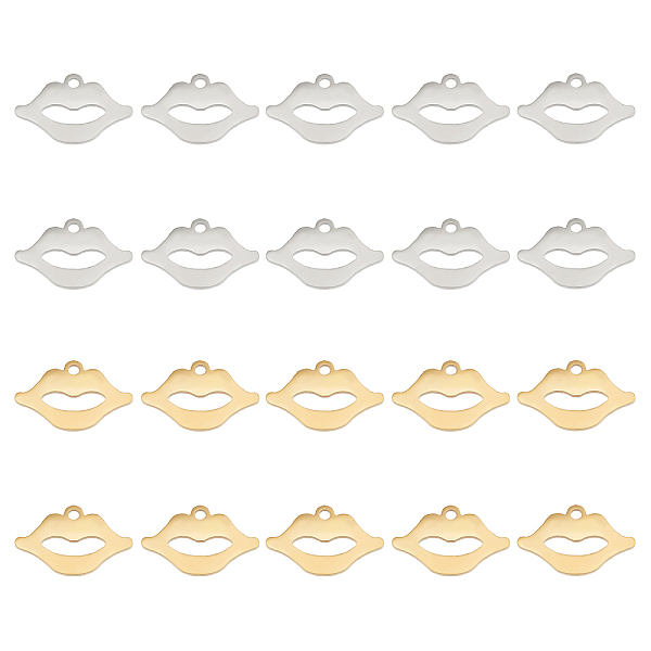 PandaHall DICOSMETIC 20pcs 2 Colors 201 Stainless Steel Charms, Laser Cut Pendants, Lip, Mixed Color, 10x16.5x1mm, Hole: 1.2mm, 10pcs/color...
PandaHall DICOSMETIC 20pcs 2 Colors 201 Stainless Steel Charms, Laser Cut Pendants, Lip, Mixed Color, 10x16.5x1mm, Hole: 1.2mm, 10pcs/color...
