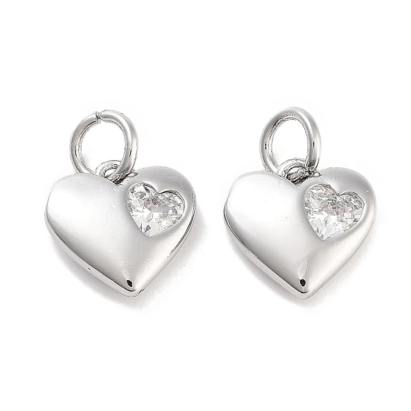 PandaHall Brass Micro Pave Cubic Zirconia Charms, with Jump Ring, Heart, Platinum, 9.5x9.5x3mm, Hole: 3mm Brass+Cubic Zirconia Heart Clear
PandaHall Brass Micro Pave Cubic Zirconia Charms, with Jump Ring, Heart, Platinum, 9.5x9.5x3mm, Hole: 3mm Brass+Cubic Zirconia Heart Clear