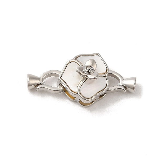 PandaHall Brass Fold Over Clasps with Shell, Flower, Real Platinum Plated, Flower: 13x14x8mm, Clasp: 10.5x6x4mm, Inner Diameter: 3mm Brass
PandaHall Brass Fold Over Clasps with Shell, Flower, Real Platinum Plated, Flower: 13x14x8mm, Clasp: 10.5x6x4mm, Inner Diameter: 3mm Brass