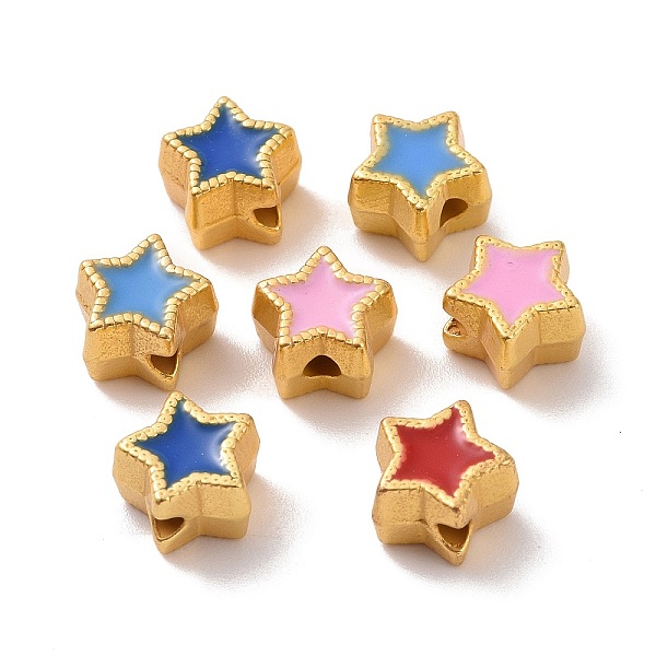 PandaHall Alloy Beads, with Enamel, Star, Matte Gold Color, Mixed Color, 6x7x4.5mm, Hole: 1.2mm Alloy+Enamel Star Multicolor
PandaHall Alloy Beads, with Enamel, Star, Matte Gold Color, Mixed Color, 6x7x4.5mm, Hole: 1.2mm Alloy+Enamel Star Multicolor