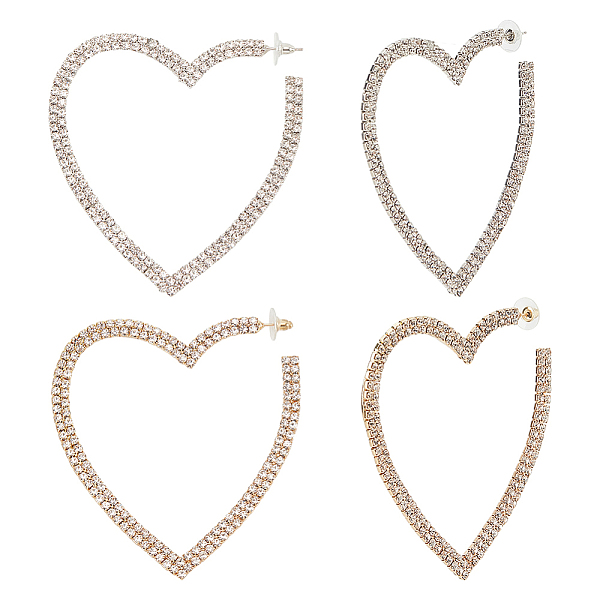 PandaHall ANATTASOUL 2 Pairs 2 Colors Crystal Rhinestone Hollow Out Heart Stud Earrings with 925 Sterling Silver Pins, Alloy Half Hoop...
PandaHall ANATTASOUL 2 Pairs 2 Colors Crystal Rhinestone Hollow Out Heart Stud Earrings with 925 Sterling Silver Pins, Alloy Half Hoop...