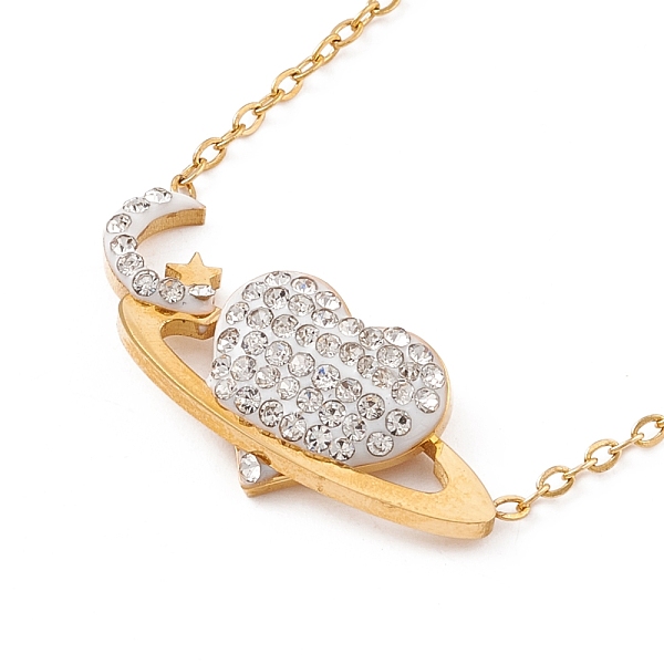 PandaHall Crystal Rhinestone Heart Planet Pendant Necklace, Ion Plating(IP) 304 Stainless Steel Jewelry for Women, Golden, 17.13 inch..., Clear
PandaHall Crystal Rhinestone Heart Planet Pendant Necklace, Ion Plating(IP) 304 Stainless Steel Jewelry for Women, Golden, 17.13 inch..., Clear