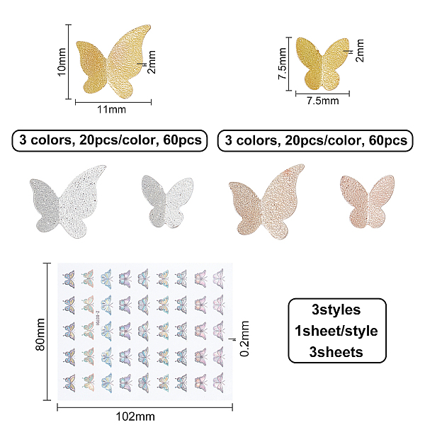 PandaHall Olycraft Epoxy DIY Scrapbook, 120Pcs Butterfly Alloy Cabochons, with 3 Sheets 3D Butterfly Laser Adhesive Stickers, Mixed Color..., Multicolor
PandaHall Olycraft Epoxy DIY Scrapbook, 120Pcs Butterfly Alloy Cabochons, with 3 Sheets 3D Butterfly Laser Adhesive Stickers, Mixed Color..., Multicolor