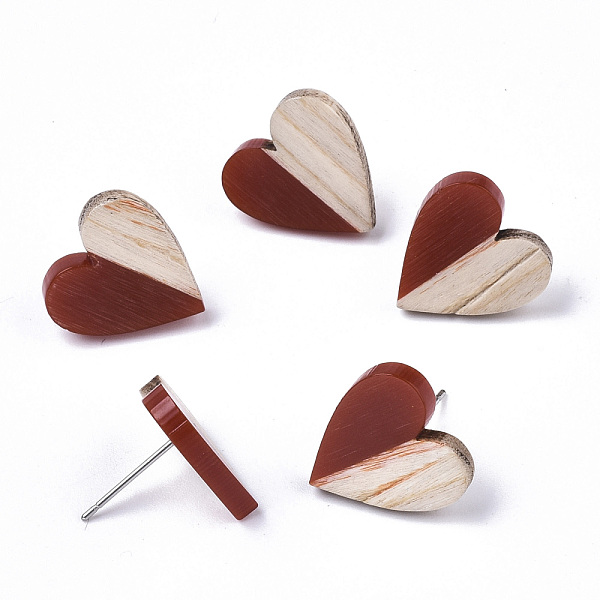 PandaHall Resin & Wood Stud Earrings, with 304 Stainless Steel Pin, Heart, Brown, 15x14~15mm, Pin: 0.7mm Resin Heart
PandaHall Resin & Wood Stud Earrings, with 304 Stainless Steel Pin, Heart, Brown, 15x14~15mm, Pin: 0.7mm Resin Heart