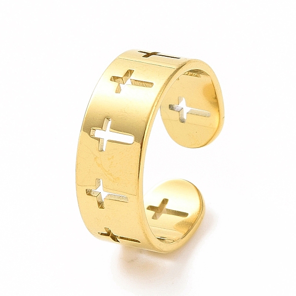 PandaHall Ion Plating(IP) 304 Stainless Steel Hollow Out Cross Open Cuff Ring for Women, Golden, US Size 6(16.5mm) 304 Stainless Steel
PandaHall Ion Plating(IP) 304 Stainless Steel Hollow Out Cross Open Cuff Ring for Women, Golden, US Size 6(16.5mm) 304 Stainless Steel