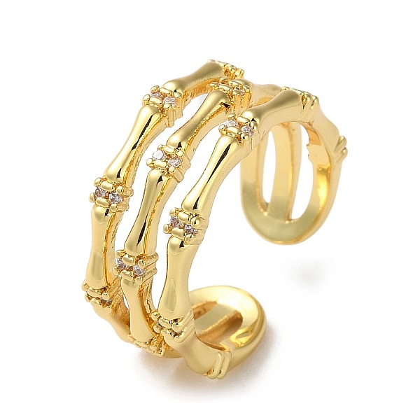 PandaHall Rack Plating Brass Cubic Zirconia Open Cuff Rings, Bamboo, Cadmium Free & Lead Free, Real 18K Gold Plated, Inner Diameter: 17.2mm..., Clear
PandaHall Rack Plating Brass Cubic Zirconia Open Cuff Rings, Bamboo, Cadmium Free & Lead Free, Real 18K Gold Plated, Inner Diameter: 17.2mm..., Clear