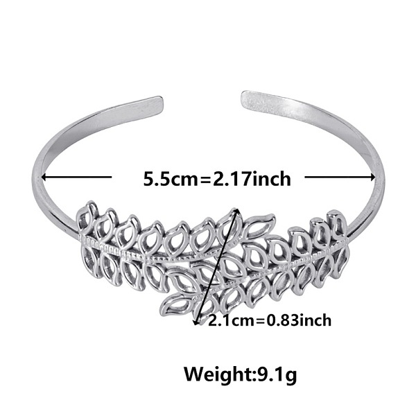 PandaHall Elegant and Stylish Design Hollow Leaf 304 Stainless Steel Cuff Bangles for Women Stainless Steel
PandaHall Elegant and Stylish Design Hollow Leaf 304 Stainless Steel Cuff Bangles for Women Stainless Steel