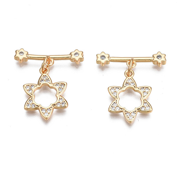 PandaHall Brass Micro Pave Clear Cubic Zirconia Toggle Clasps, Nickel Free, Flower, Real 18K Gold Plated, Flower: 16.5x12.5x1.5mm, Bar...
PandaHall Brass Micro Pave Clear Cubic Zirconia Toggle Clasps, Nickel Free, Flower, Real 18K Gold Plated, Flower: 16.5x12.5x1.5mm, Bar...