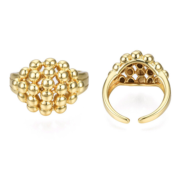 PandaHall Brass Ball Beaded Rhombus Open Cuff Ring for Men Women, Nickel Free, Real 18K Gold Plated, US Size 8(18.1mm) Brass
PandaHall Brass Ball Beaded Rhombus Open Cuff Ring for Men Women, Nickel Free, Real 18K Gold Plated, US Size 8(18.1mm) Brass