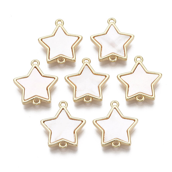 PandaHall Brass Links, with Freshwater Shell, Nickel Free, Star, Real 18k Gold Plated, Seashell Color, 17x15x3mm, Hole: 1.2mm Brass+Shell...
PandaHall Brass Links, with Freshwater Shell, Nickel Free, Star, Real 18k Gold Plated, Seashell Color, 17x15x3mm, Hole: 1.2mm Brass+Shell...