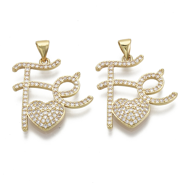 PandaHall Brass Micro Pave Cubic Zirconia Pendants, with Brass Snap on Bails, Nickel Free, Letters with Heart, Real 16K Gold Plated, Clear...
PandaHall Brass Micro Pave Cubic Zirconia Pendants, with Brass Snap on Bails, Nickel Free, Letters with Heart, Real 16K Gold Plated, Clear...