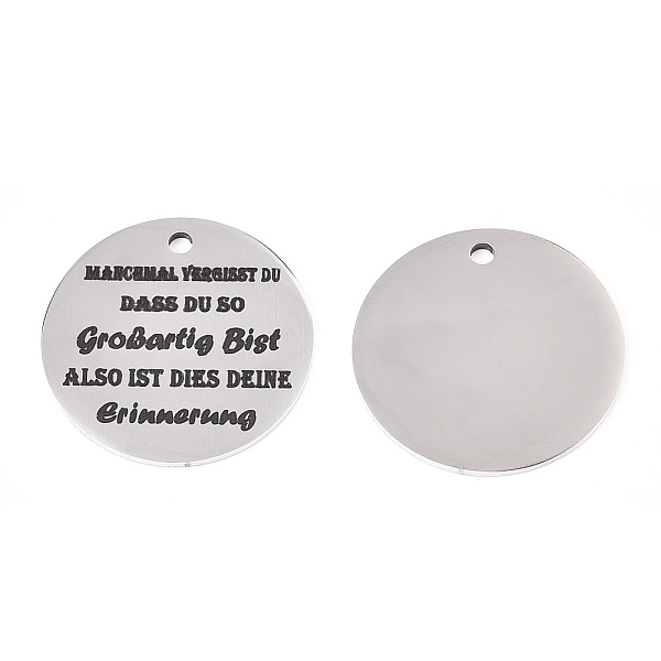 PandaHall 201 Stainless Steel Pendants, Flat Round with Word, Stainless Steel Color, 30x1.5mm, Hole: 2mm 201 Stainless Steel Flat Round
PandaHall 201 Stainless Steel Pendants, Flat Round with Word, Stainless Steel Color, 30x1.5mm, Hole: 2mm 201 Stainless Steel Flat Round