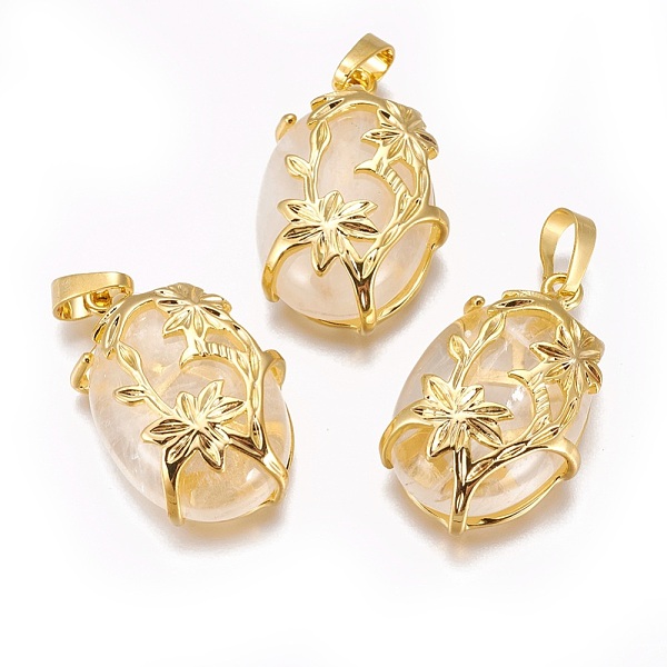 PandaHall Natural Quartz Crystal Pendants, Rock Crystal Pendants, with Golden Tone Brass Findings, Oval with Flower, 32x20x9mm, Hole: 5x8mm...
PandaHall Natural Quartz Crystal Pendants, Rock Crystal Pendants, with Golden Tone Brass Findings, Oval with Flower, 32x20x9mm, Hole: 5x8mm...